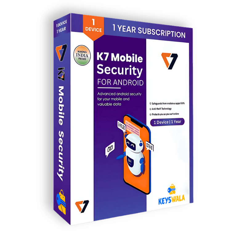 K7 Mobile Security Android license key for 1 Year 1 Device